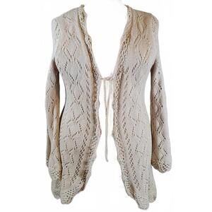 Chico's Women's Beige Tie Front Cardigan Plus Size 3X